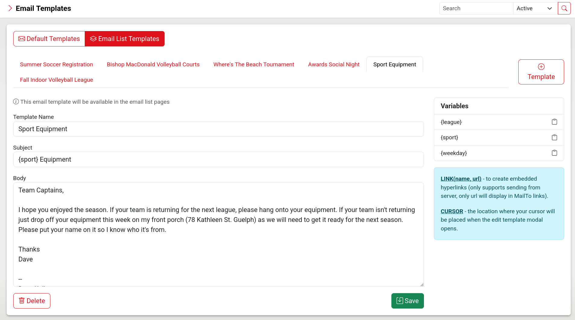 Email Templates UI
