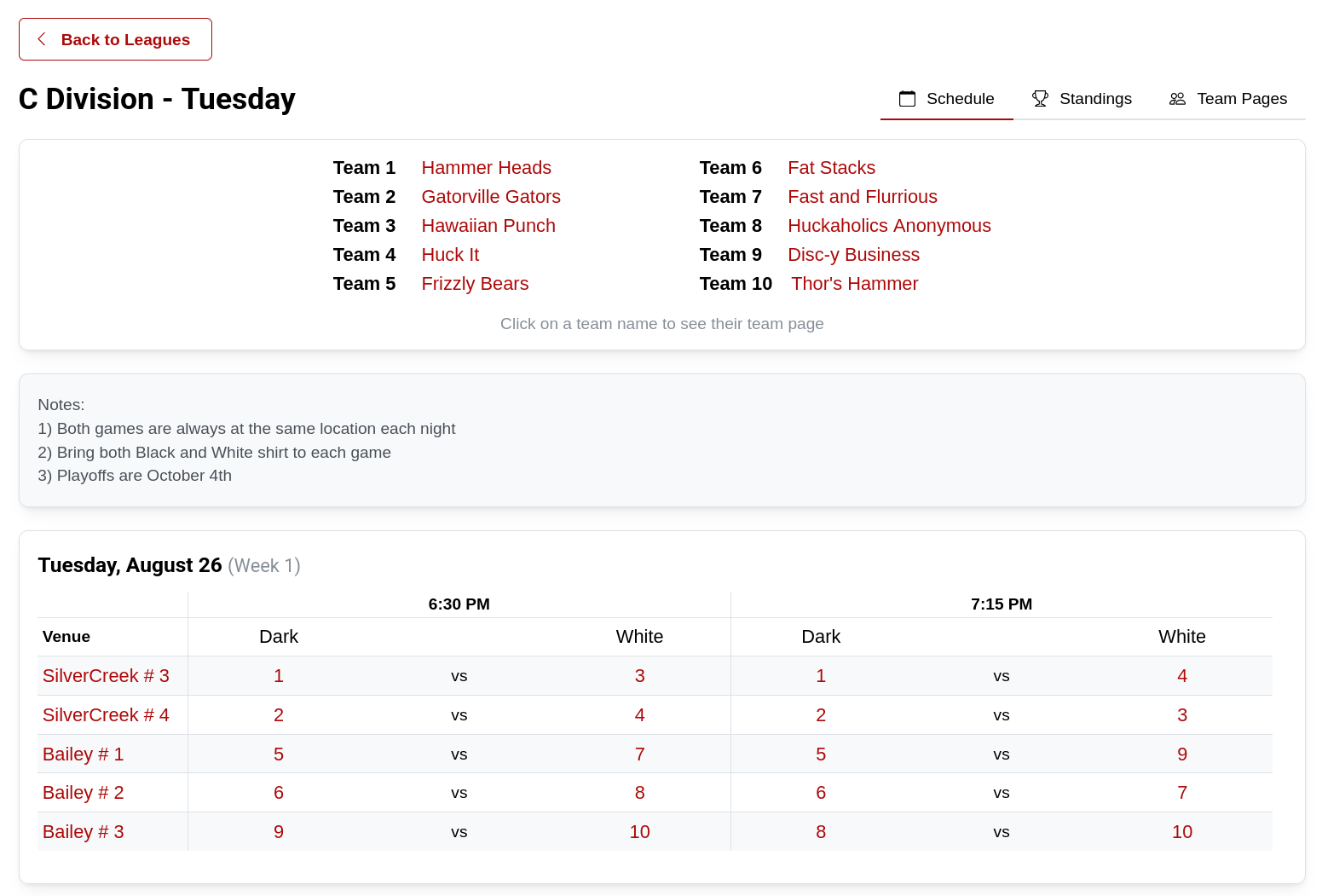 Schedules UI