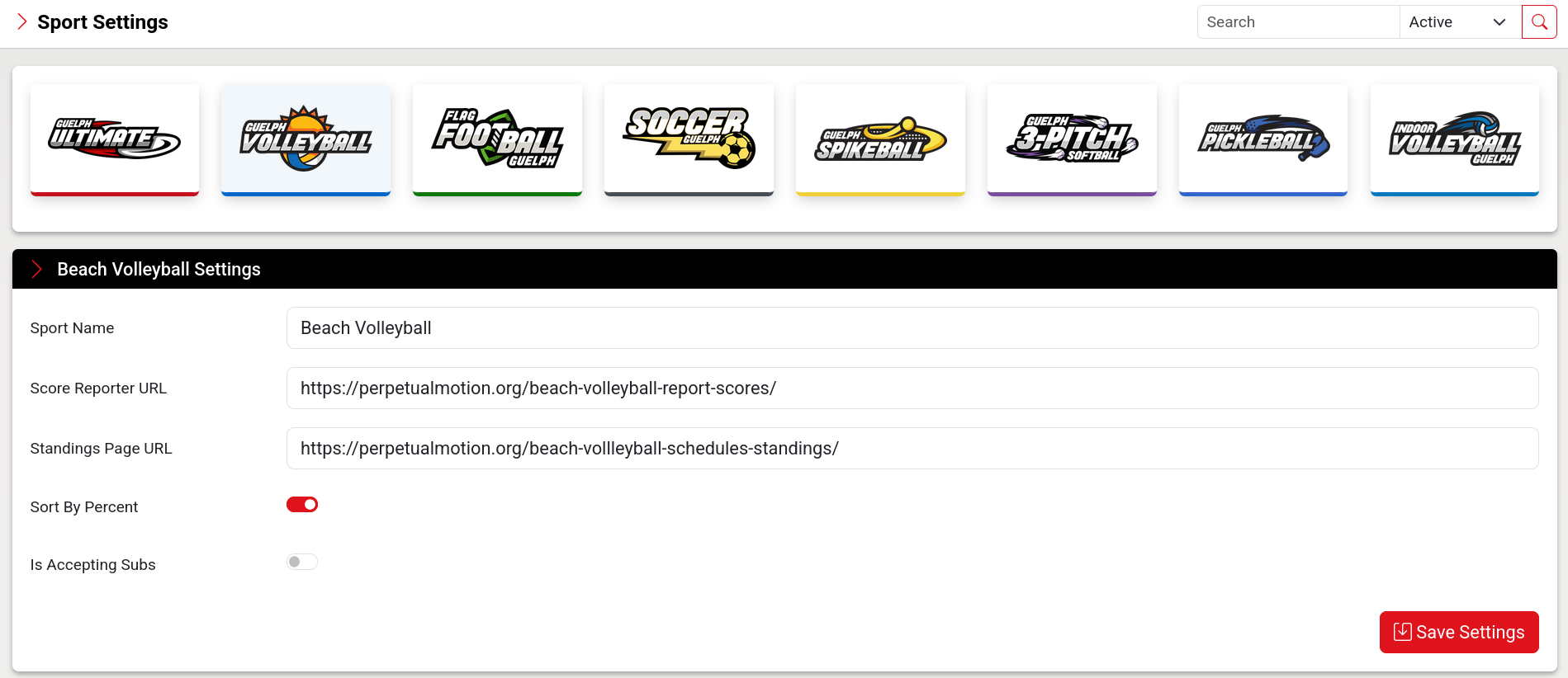 Sport Settings UI